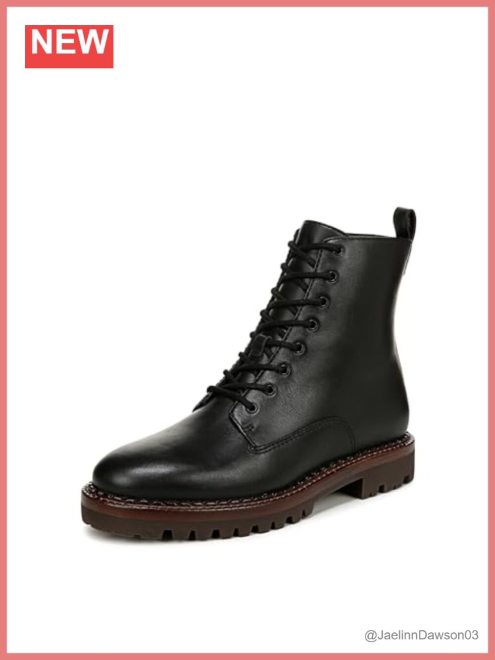 Leather Lug Sole Combat Boot Water-Resistant Ankle Bootie